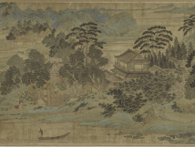 An image of the painting "Peach Blossom Spring," by Qiu Ying