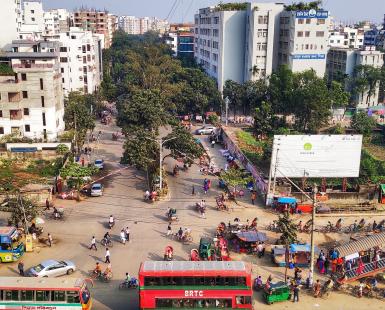 Aerial View of Banladesh bus stop