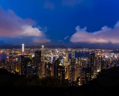 Aerial Image of Hong Kong at night