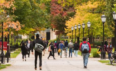 Students walking on campus